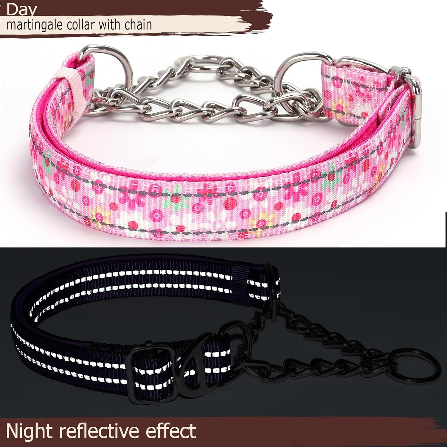Martingale Collar for Dogs Reflective Nylon Dog Chain Collars Adjustable Heavy Duty Martingale Collar for Training Medium Large Breed Dogs - Image 4