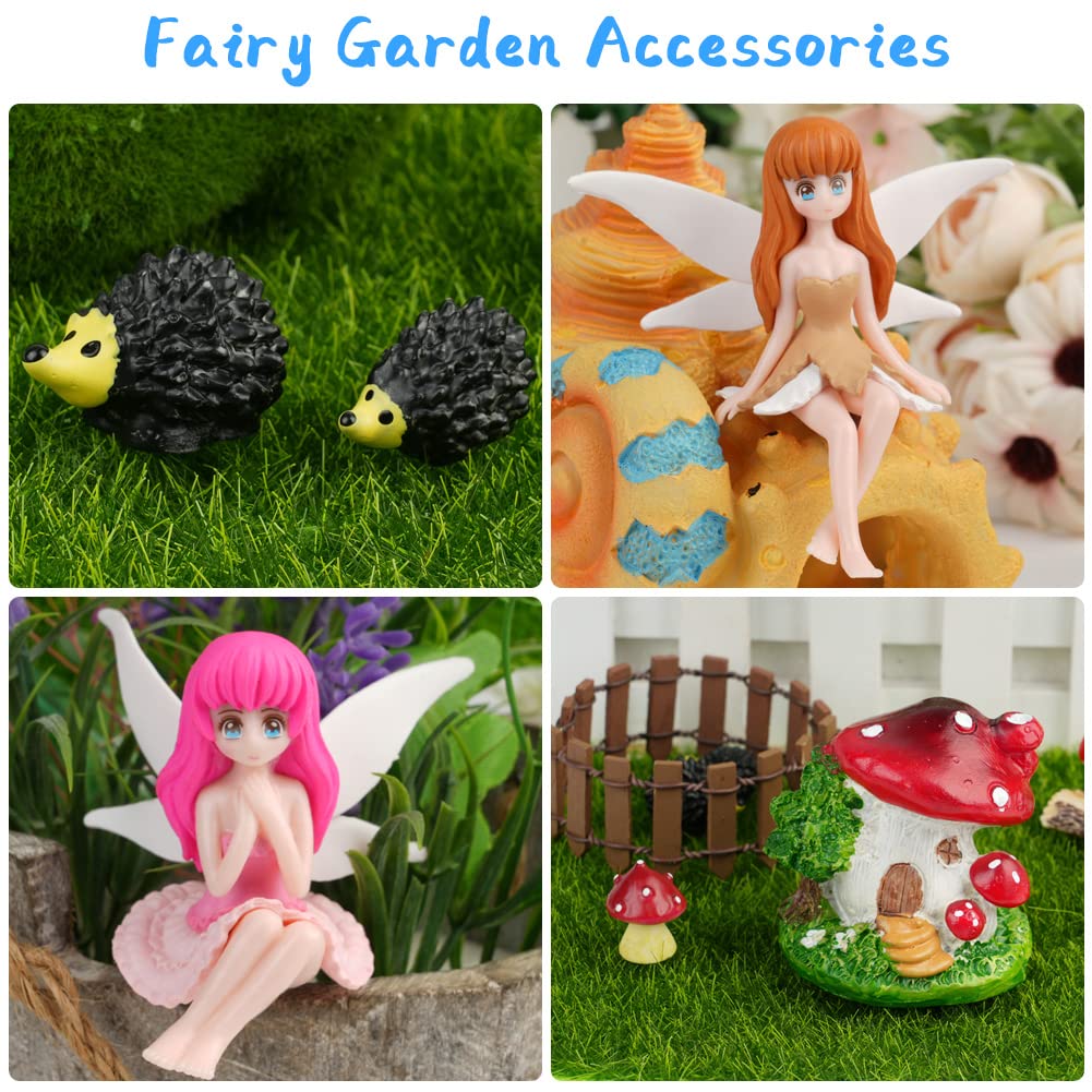 OFFCUP Accessori per Giardino delle Fate in Miniatura, 7Pcs Miniature Giocattoli Giardino, Kit Case Delle Bambole, Paesaggio in Miniatura Giardino delle Fate con Casa Dei Funghi Riccio