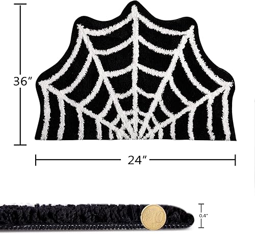 Miniatura 2 de Estmy Alfombra gótica de tela de araña para interiores de Halloween, 2 x 3 pies, de felpa, gótica, bonita, divertida, de Halloween, tapete de baño,