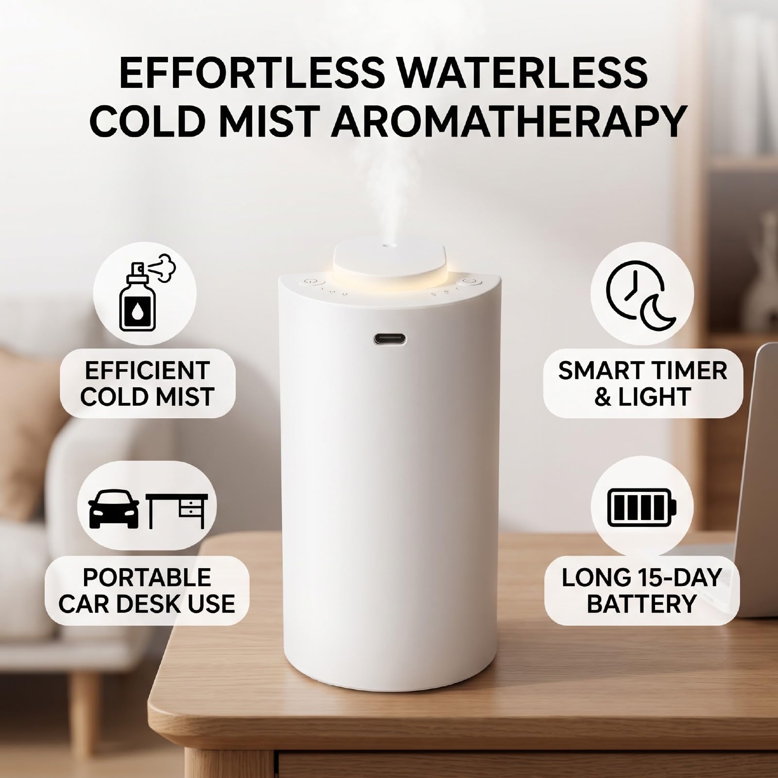 AMONIDA Diffusore Nebulizzatore Smart Scent Spray Freddo Senza Acqua 3 Marce 2000MAH