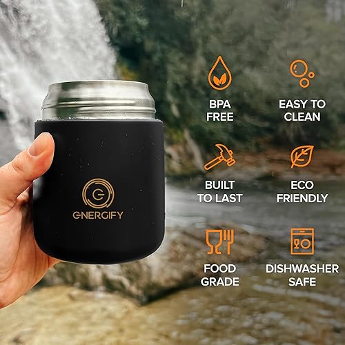 Miniatura 7 de ENERGIFY Tarro de comida aislado al vacío. Tazón grande de 17 onzas con cuchara plegable, taza. Boca ancha para mantener bebidas calientes y frías,