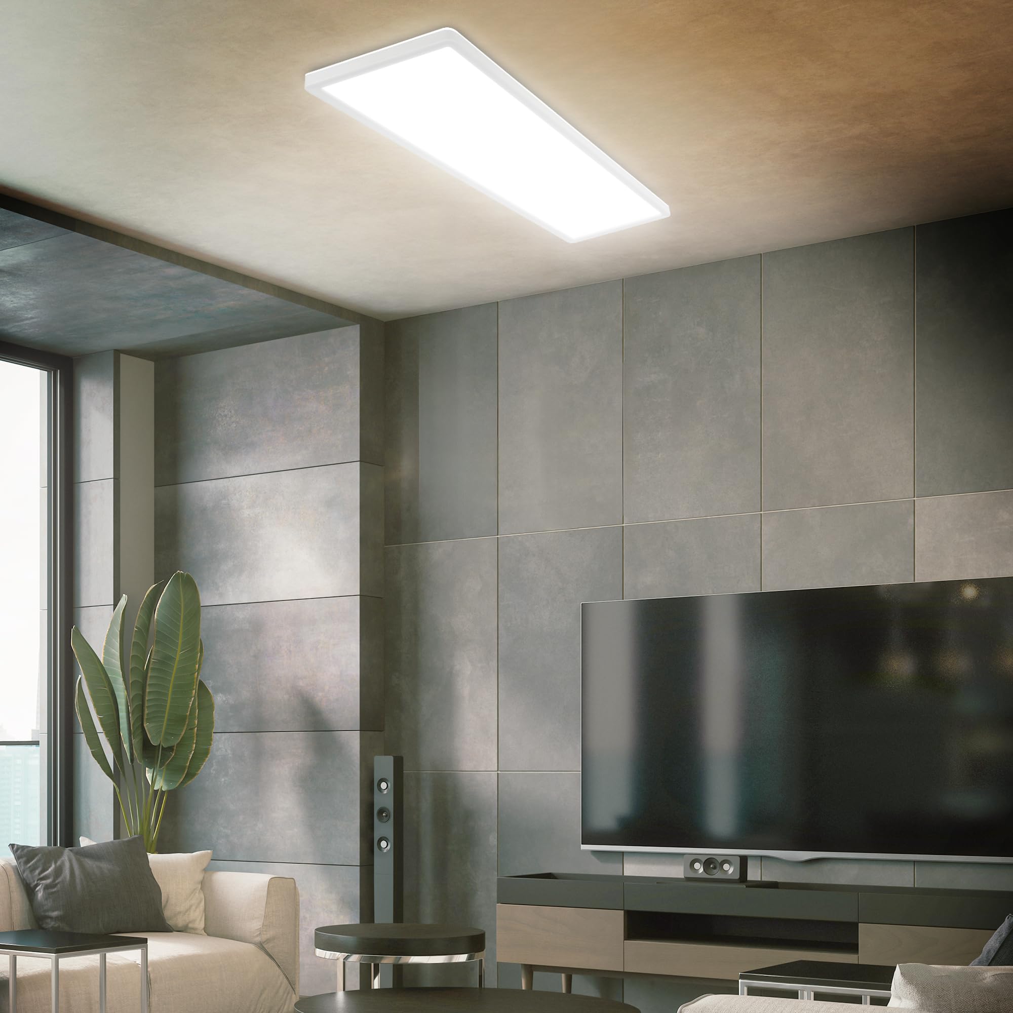 BRILONER, LED Panel, Ultra Slim Ceiling Light with Backlight Effect, 22W, 30000 lum, 4000K, LED Flush mount Lamp - Image 3