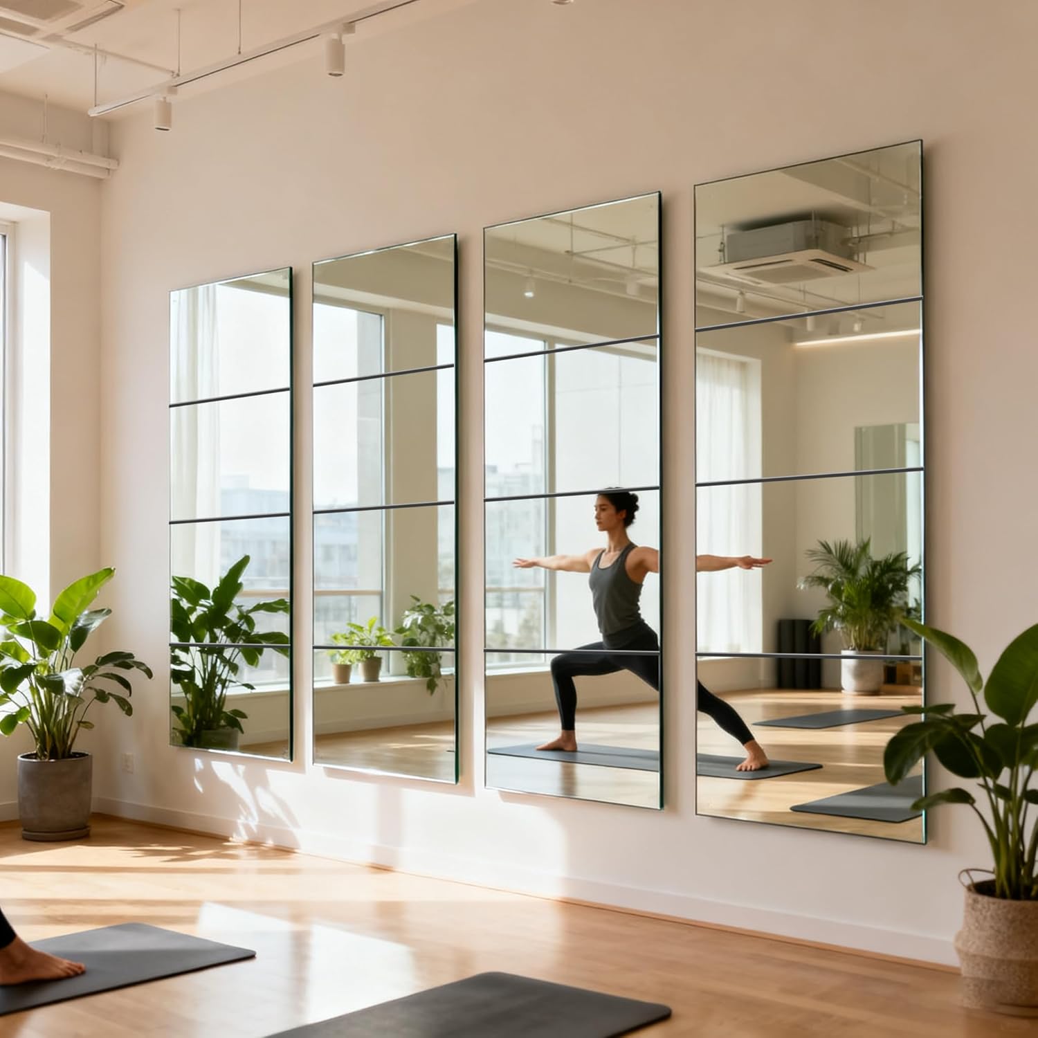 8 Pack Acrylic Mirrors for Wall,12×12 Inch Self Adhesive Frameless Small Mirror Tiles, Flexible Plastic Mirror Sheets for Bedroom Home Gym Door (8Pcs 12×12inch)