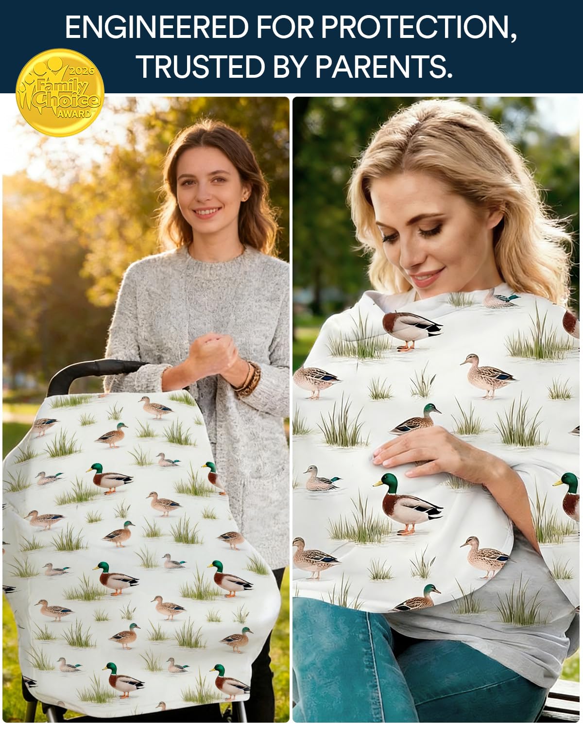 Duck Car Seat Cover & Canopy - Universal Multi-Use Baby Car Seat and Stroller Cover, Breathable Breastfeeding & Nursing Canopy, Newborn Infant Carrier Cover, Baby Shower Gift for Boys and Girls