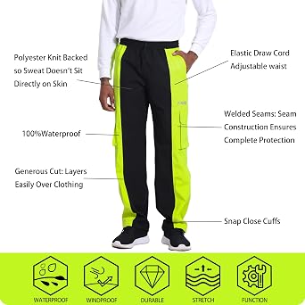 Men’s Waterproof Workwear Rain Suit, 3L Nylon Oxford Shell | Jacket & Trousers Set, Lightweight Design, 15000mm Protection, 10000g Breathability, 4-Way Stretch, Multi-Pocket Design