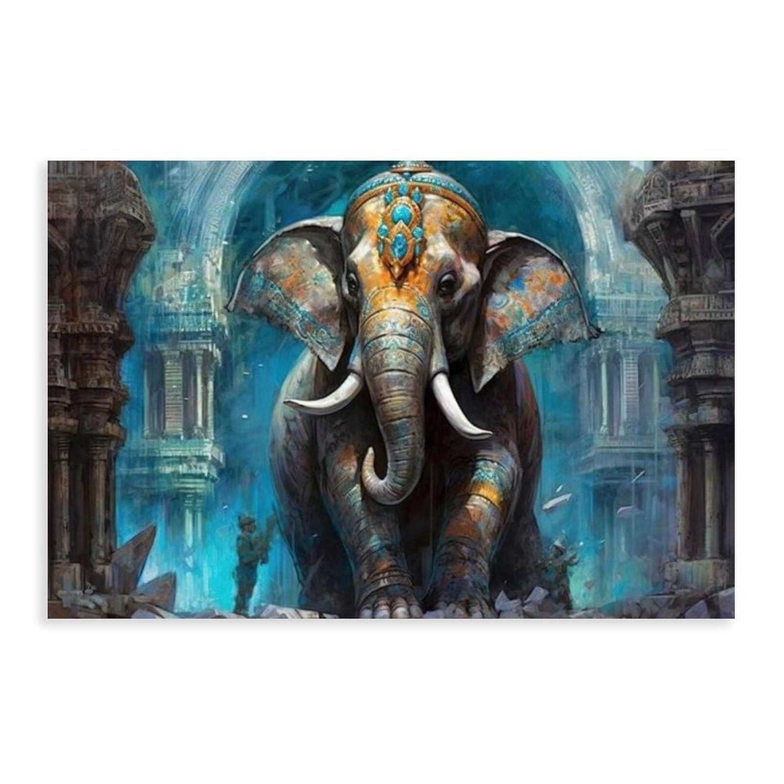 UTGN Hindu Temple Guardian Ganesh Home Decor Canvas Poster Bedroom Decor Landscape Decor Gift 12x18inch(30x45cm)
