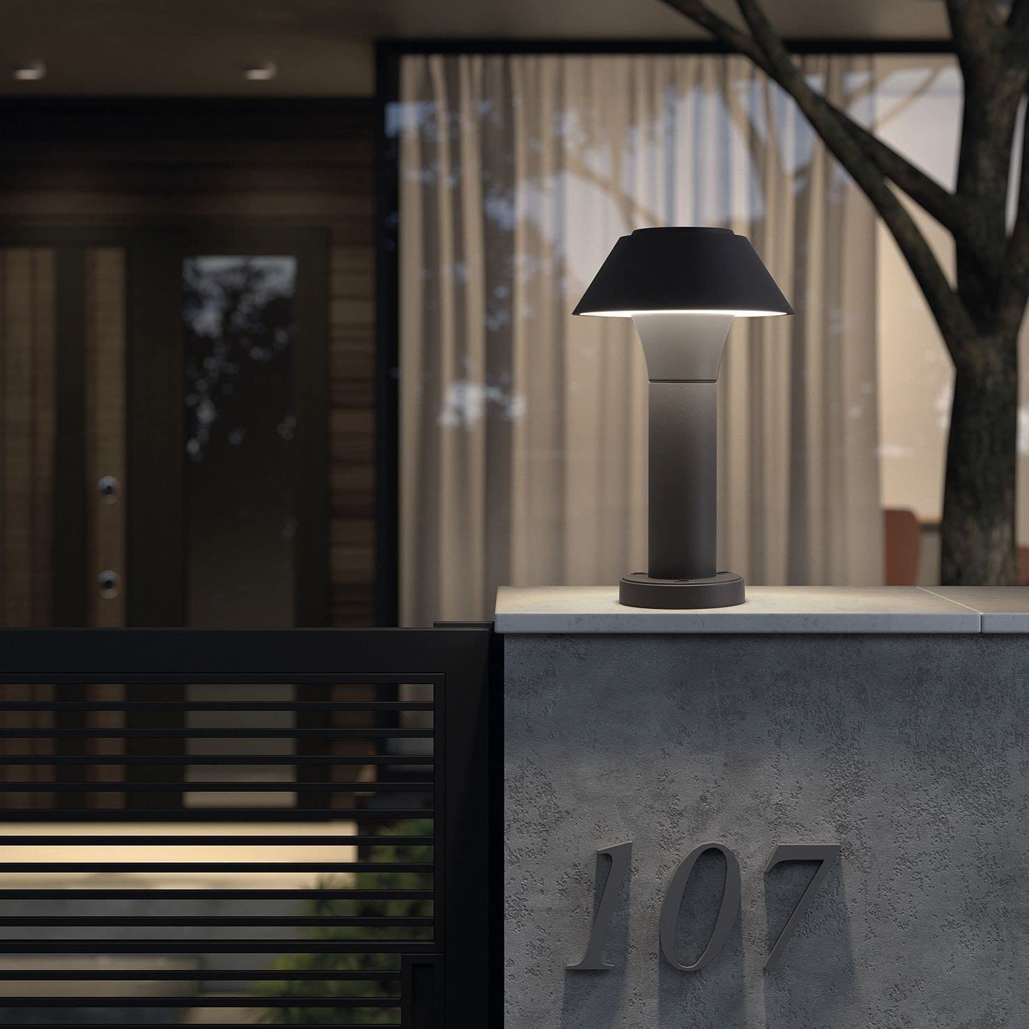 Palo della luce da giardino BUCKET antracite LED SMD 10.50W faro da esterno IP65 (H.30cm). Beacon o over-wall orientato per cortili, murales, portici e terrazze.
