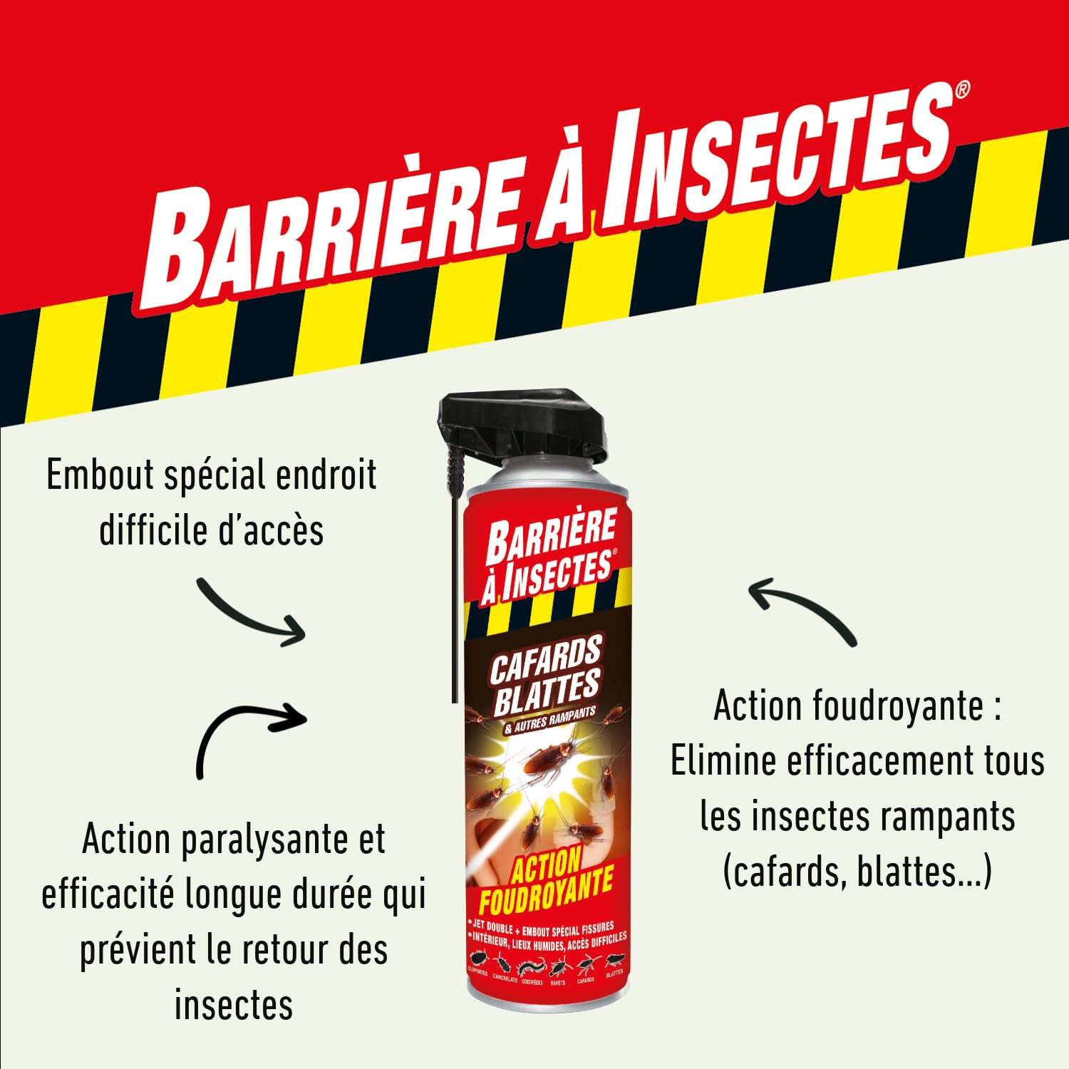 BARRIERE A INSECTES Anti-cafards, blattes & Autres rampants - Aérosol 400 ML