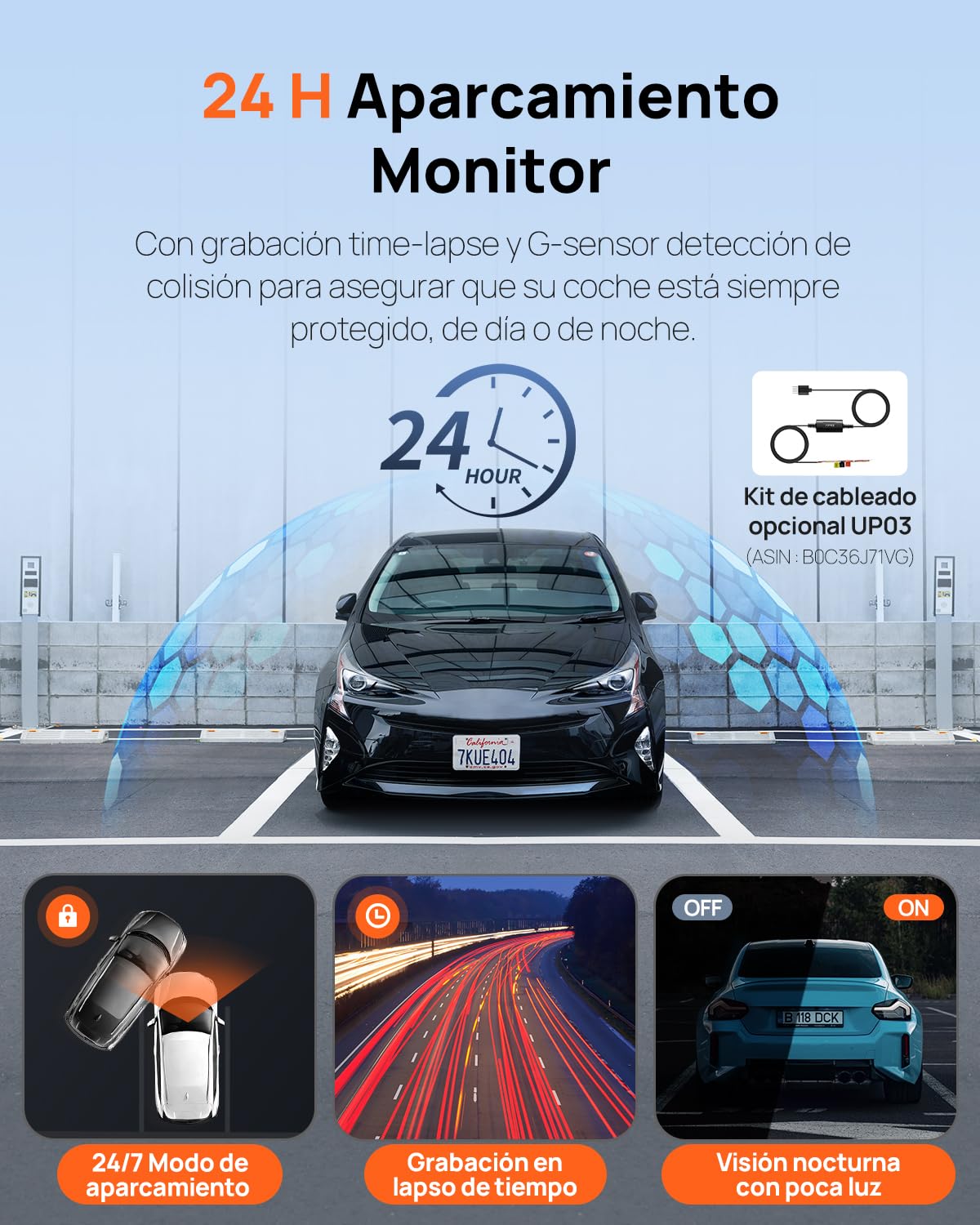70mai Cámara de salpicadero 2.5K A410, cámara de salpicadero delantera y trasera