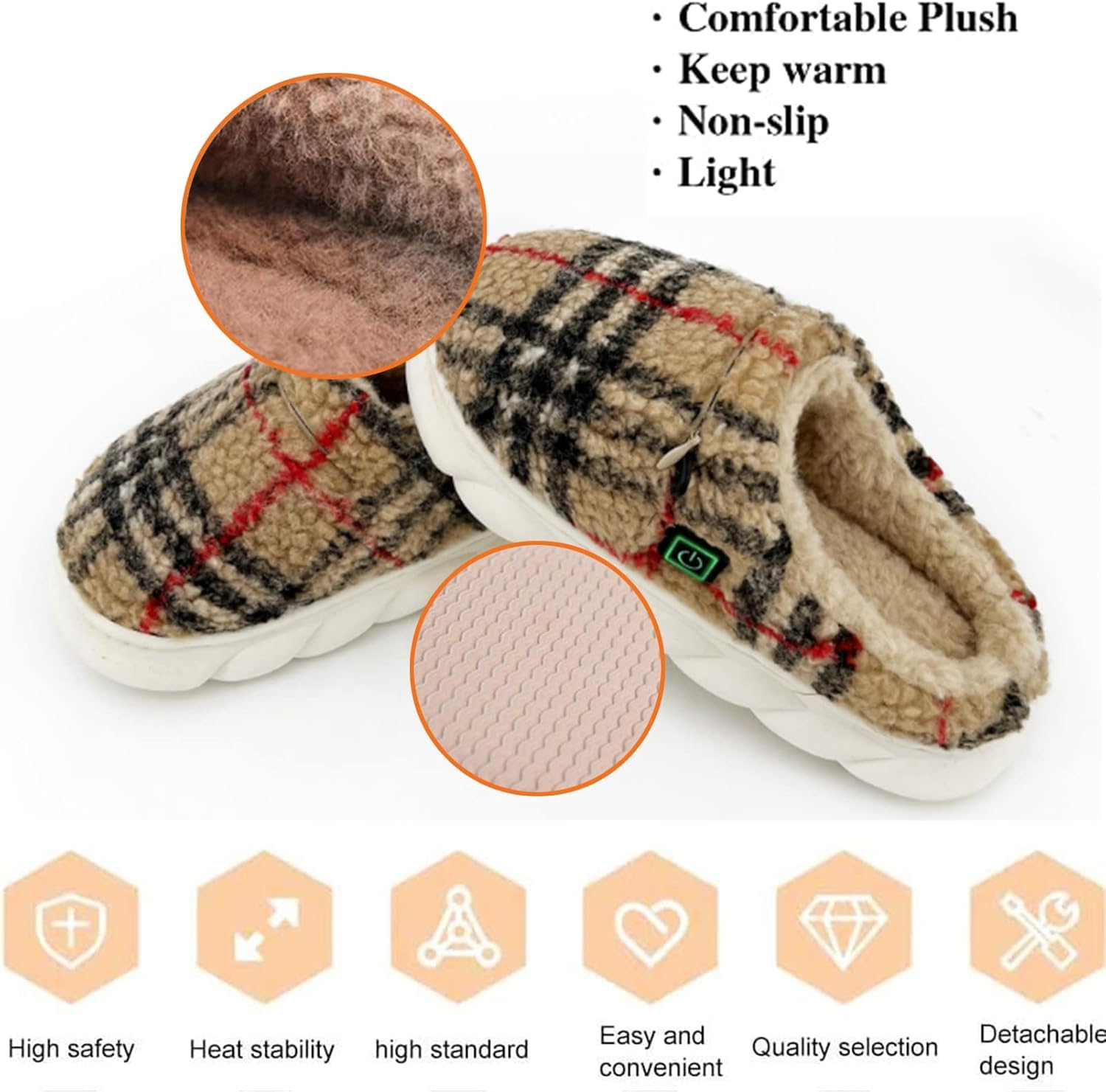 Pantofole Riscaldate Ricaricabili Tramite USB per Uomo E Donna, Scaldapiedi per Piedi Freddi, Scarpe Riscaldate Elettriche, Antiscivolo, Scaldapiedi, Stripe 3, 40/41