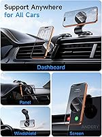 Vista 2 de ANDERY Car Phone Holder for MagSafe [360° Adjustable Memory Alloy Arm 2400gf Strongest Magnetic Power] Bendable Car Mount, Phone Holders for Your