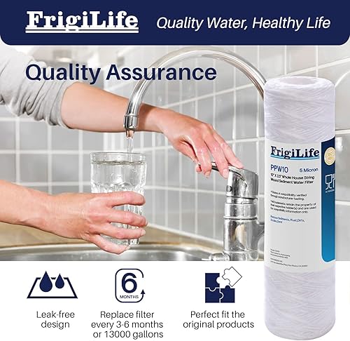 Miniatura 5 de Cartucho de filtro de agua de sedimentos de cuerda de 5 micrones de 10 x 2.5 pulgadas para filtro de pozo, reemplazo universal con cualquier unidad