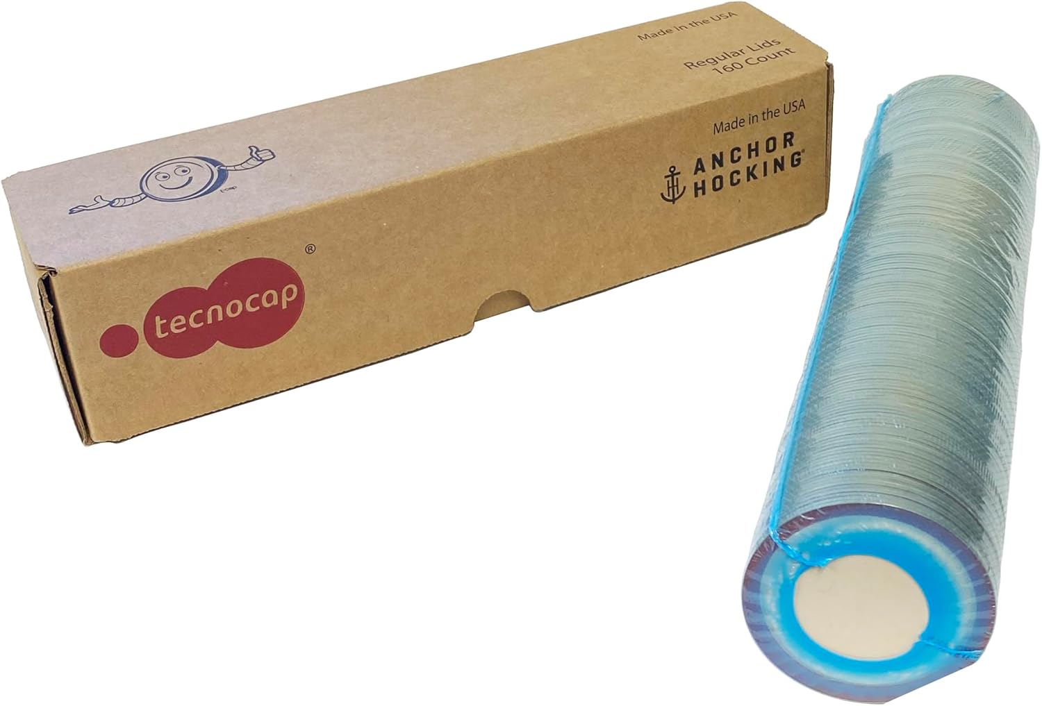 Anchor Hocking Regular Mouth Canning Lids - 160 PCS 70mm Lids for Regular Mouth Home Canning Jars. Premium Lids with Airtight Seal and Leak proof - Made in the USA (Band not included)