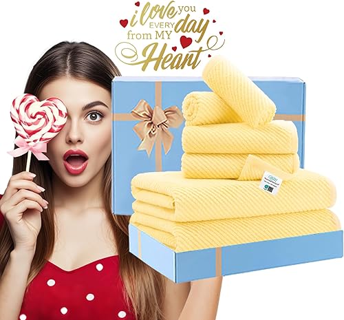 Vista 116 de VOOVA & MOVAS Toallas verdes para baño, 100% algodón, de secado rápido, ligeras, gruesas, suaves, juego de toallas de 6 piezas, 2 baños grandes