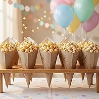 Vista 3 de Conetek - Conos de papel negros de 10 pulgadas para aperitivos, ecológicos: Perfectos para aperitivos, conos de papel aptos para alimentos