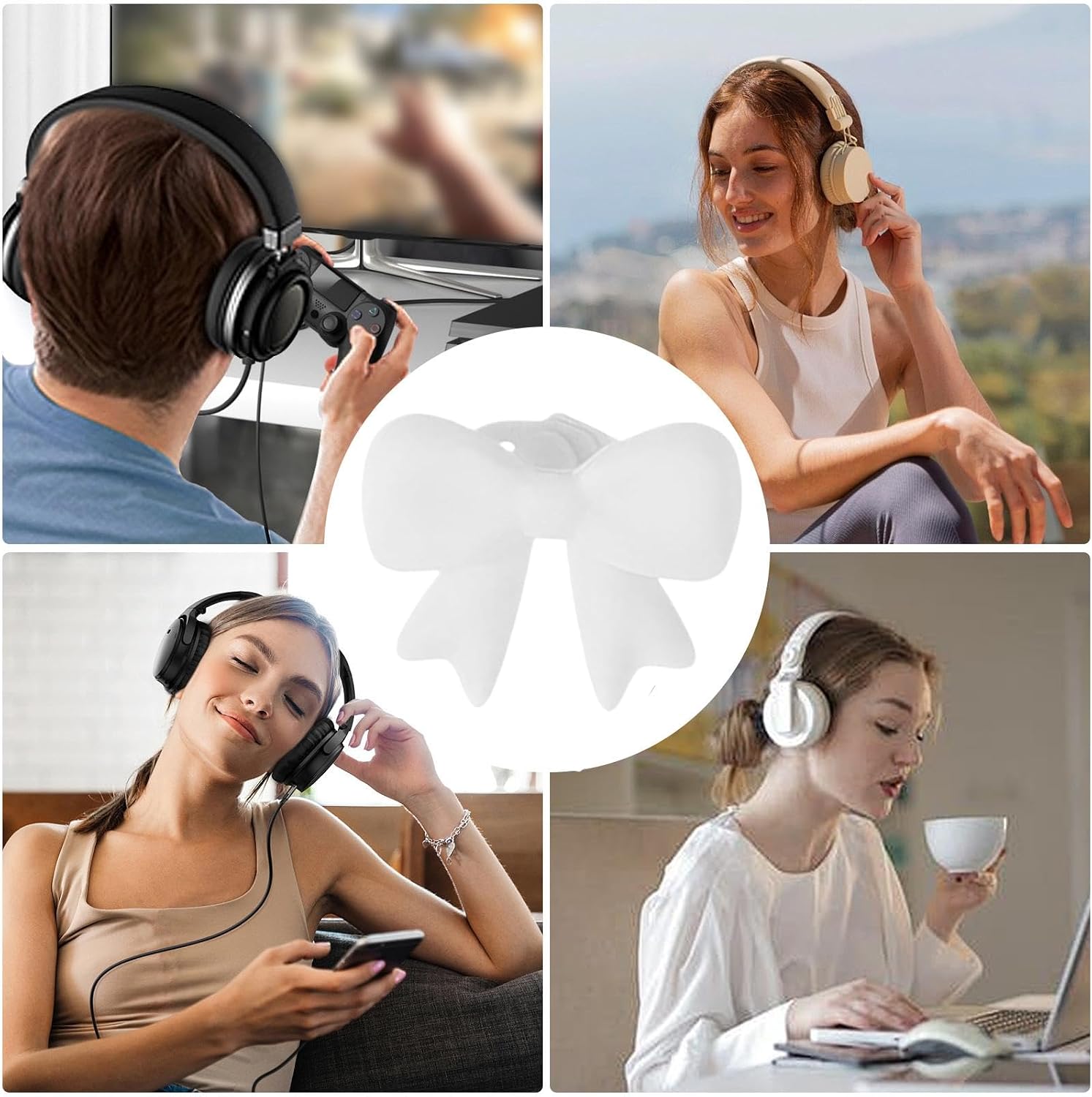 Headphone Accessories Cute 3D Silicone Bow image 4