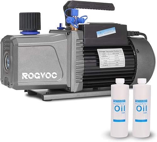 Bomba de vacío de 14 CFM, bomba de vacío de aire de paleta rotativa de doble etapa de 110 V 1 HP para HVACAUTO, recarga de refrigerante de CA,
