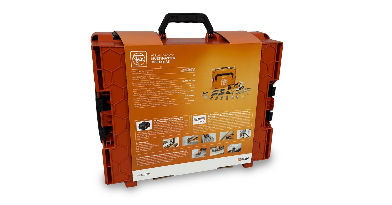 Fein Akku Multimaster AMM 700 MAX TOP AS (18 V, ohne Akku, AMPShare, StarlockMax, Multitool inkl. Zubehör-Set 60-teilig für Holz, Kunstsoff + Metall, Multifunktionswerkzeug, in L-Boxx) 71293663000