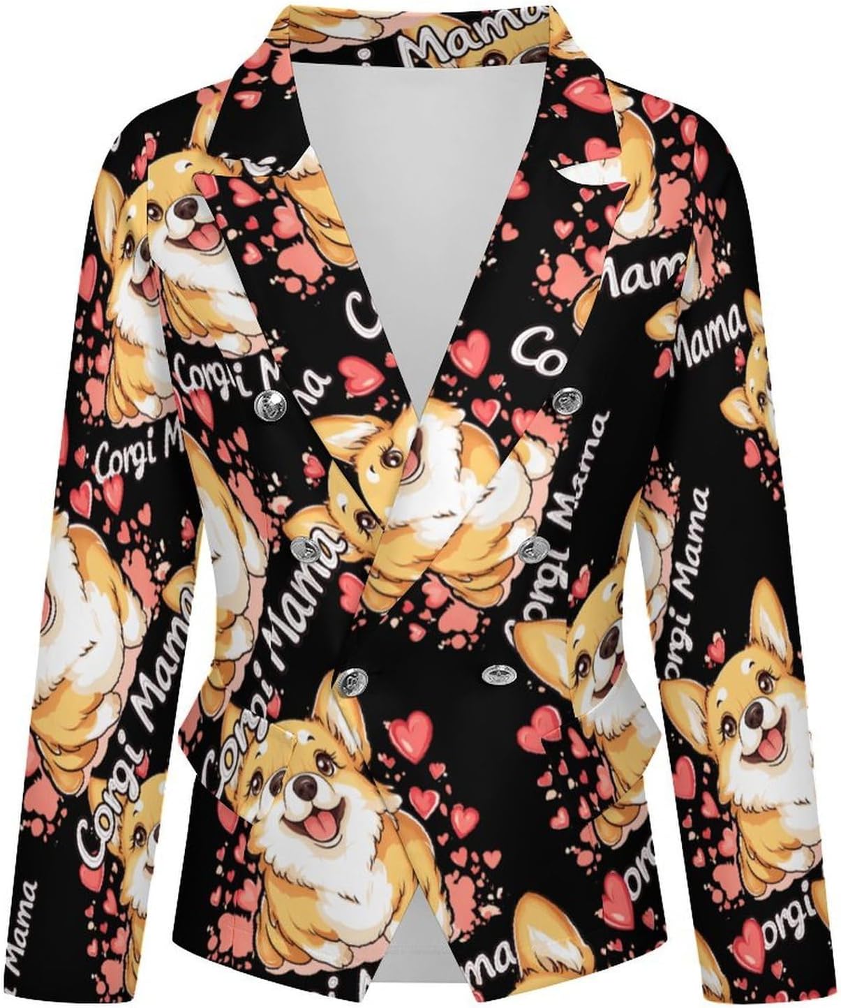 Corgi Mama Mom Women's Blazer Long Sleeve Suits Business Casual Blazers Jackets Lapel Open Front Suit