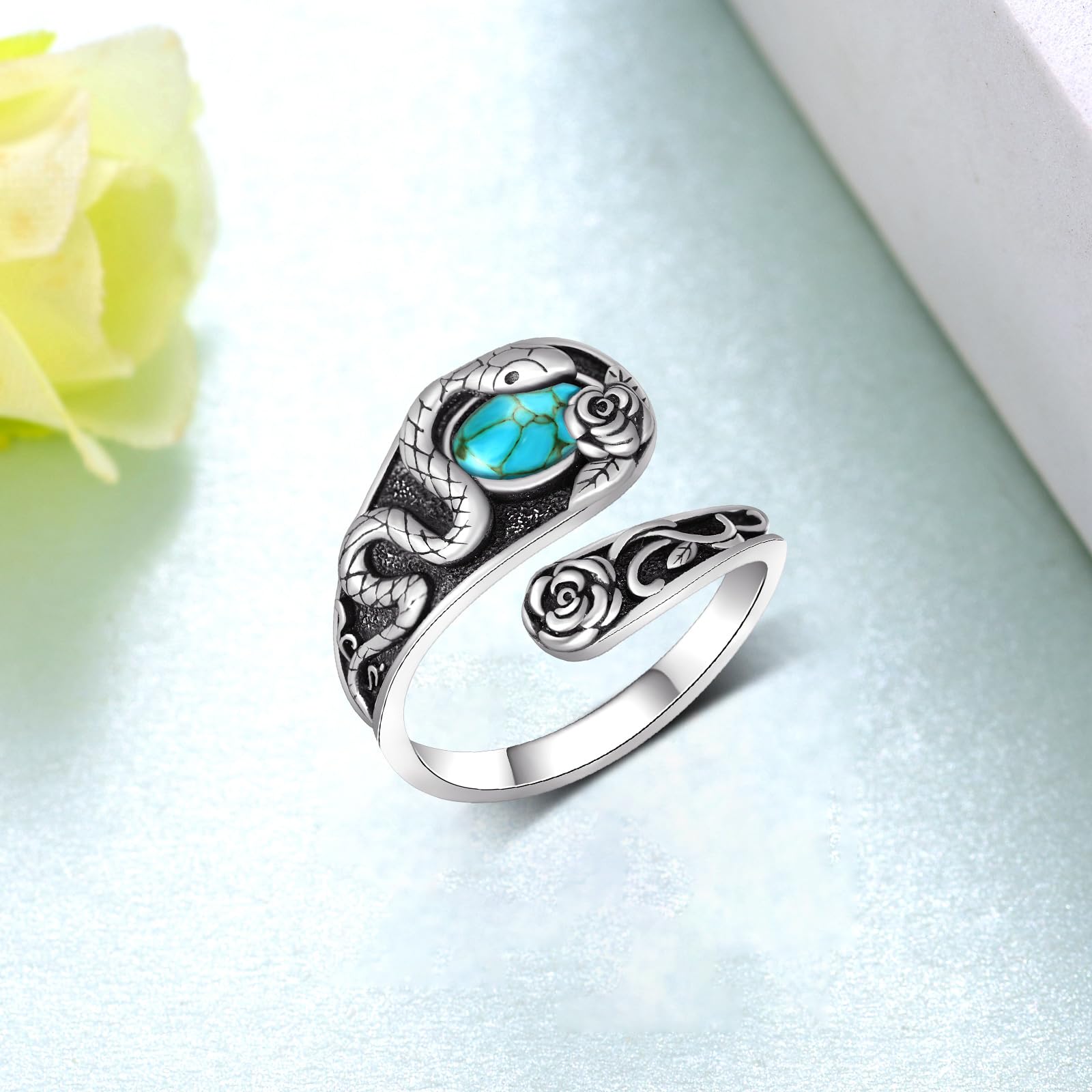 Anillos de cuchara para mujer, plata de ley 925, diseño de serpiente, vintage, regalos de joyería para mujer