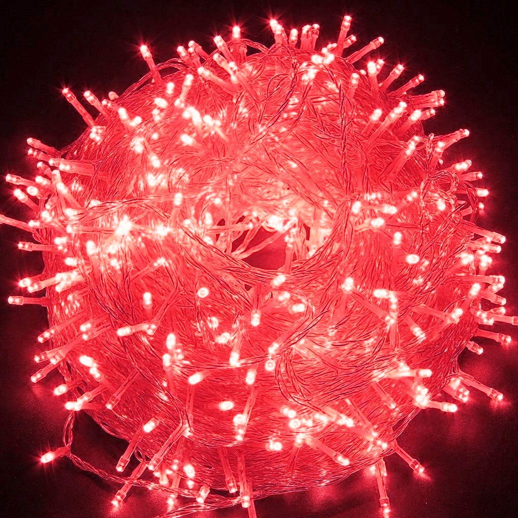 HULX Christmas Fairy Lights, 5m 50LED Twinkle Lights Tree & String Lights - Battery Operated for Indoor & Outdoor Use (Red)