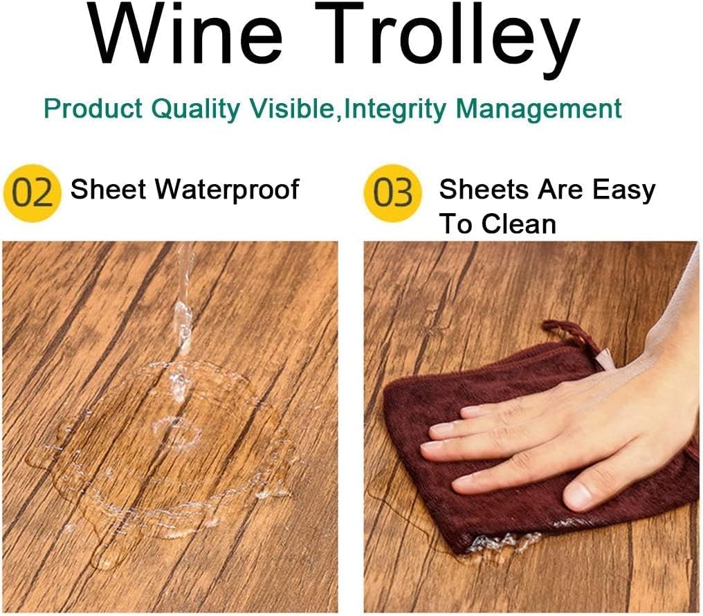 Bar Cart, Home Bar Hotel Serving Cart Wine Cart - Bar Serving Cart Home Rustic Mobile Kitchen Serving cart,Industrial Vintage Style Wood Metal Serving Trolley with Wine Rack