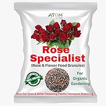 ATOM AGROTECH Rose Plant Special Organic Fertilizer 1 kg Granules for Rose and Other Flowering Plants - 100% Natural Organic Manure with Beneficial Soil Microbes and Bio Agents for Indoor and Outdoor