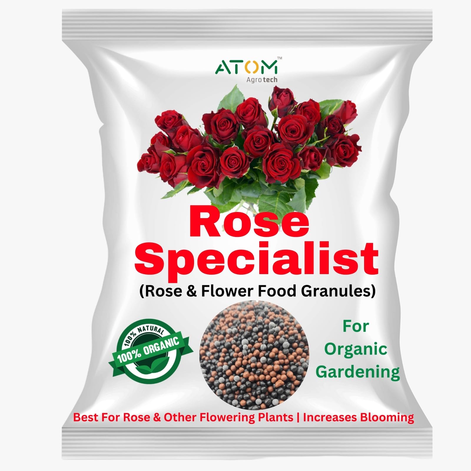 ATOM AGROTECH Rose Plant Special Organic Fertilizer 1 kg Granules for Rose and Other Flowering Plants - 100% Natural Organic Manure with Beneficial Soil Microbes and Bio Agents for Indoor and Outdoor-image-29