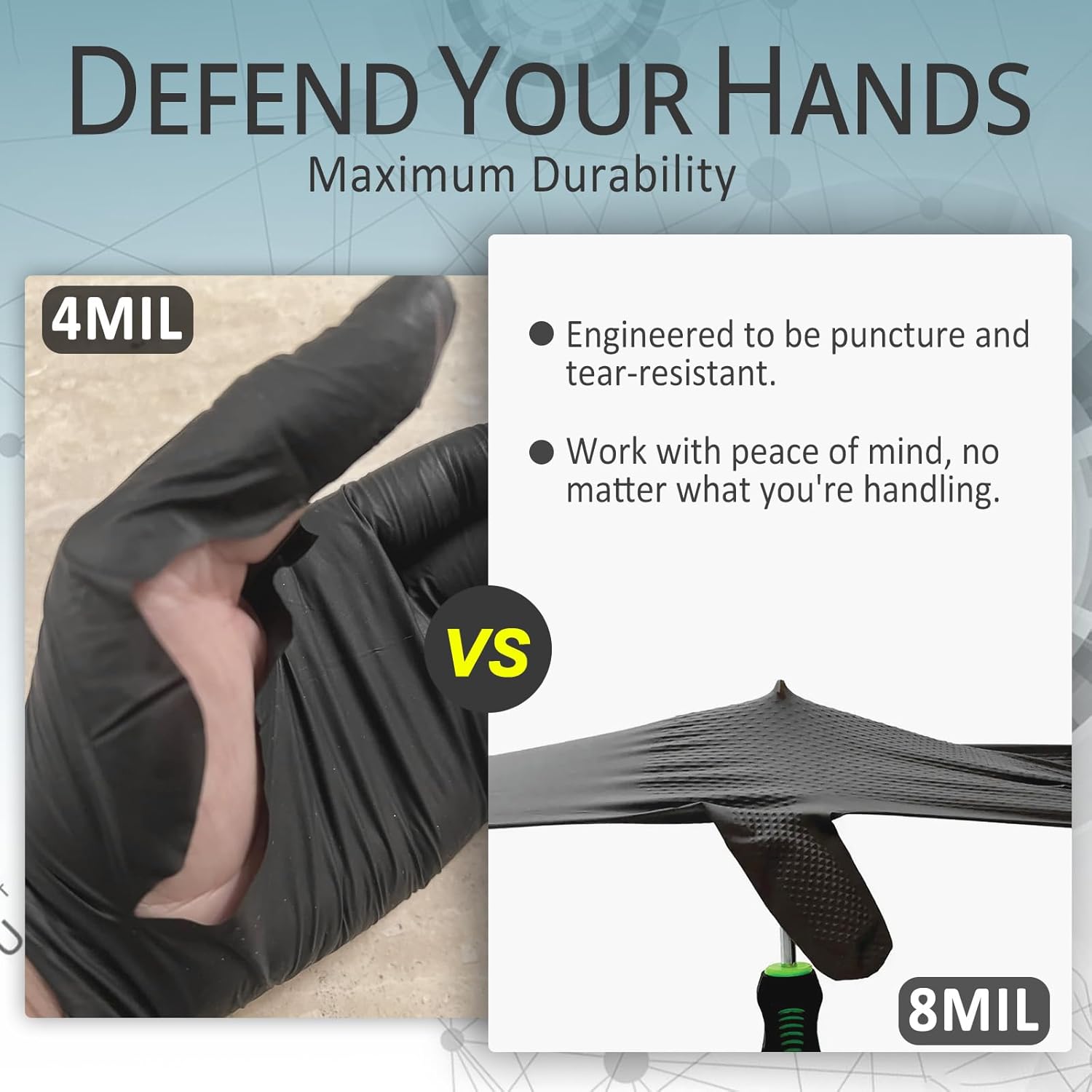 PROMEDIX P Heavy Duty Nitrile Gloves with Diamond Texture 8 Mil Latex Free Powder Free Industrial Disposable Glove