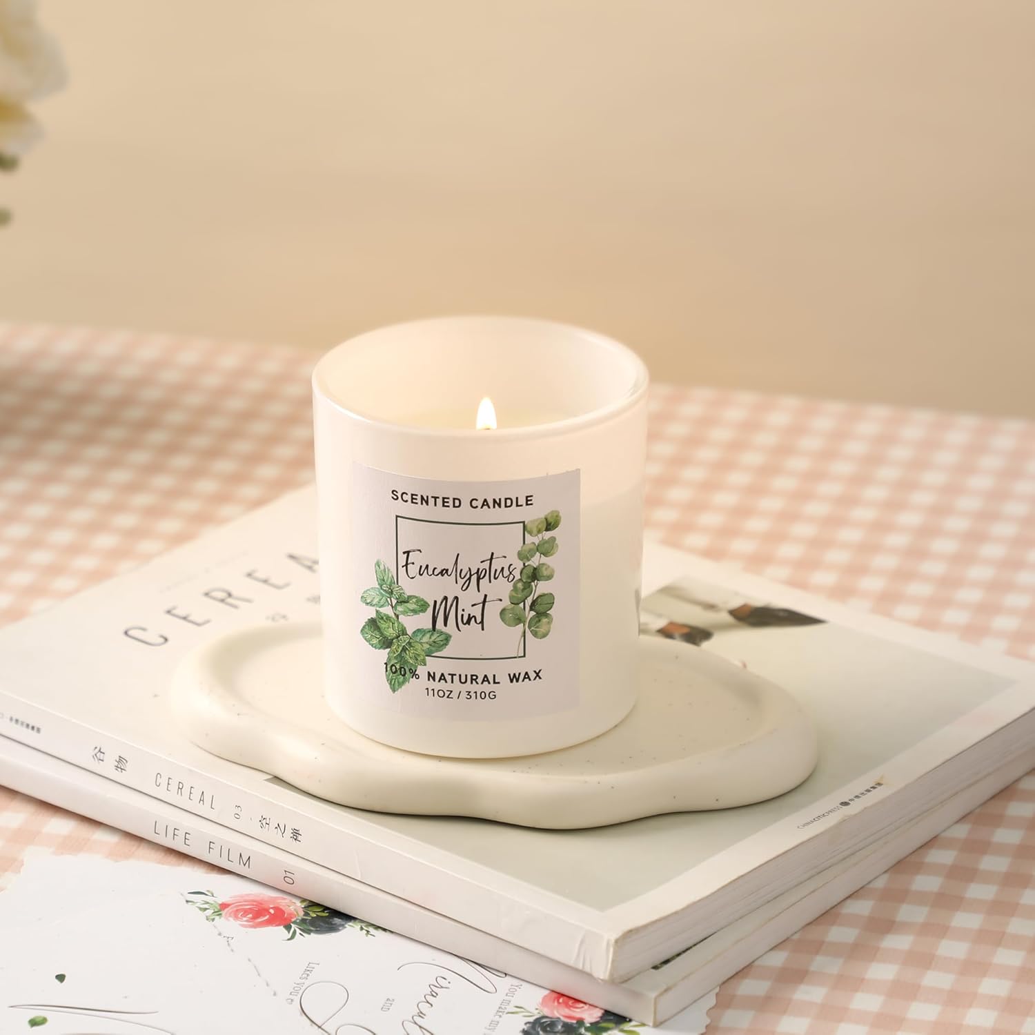 Eucalyptus & Mint Scented Candle,White Candles for Home Scented,Aromatherapy Candle,Stress Relief Candle,Christmas Gift for Women Men,Natural Soy Wax Candle,11oz - Image 6