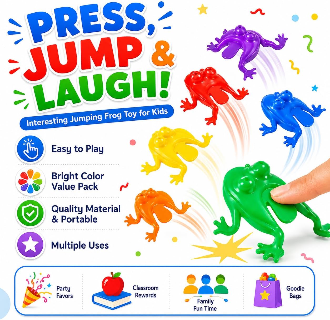 Toddmomy 24 Pcs Jumping Frog Toys Plastic Bouncing Frogs Kids Party Favors Goodie Bag Stuffers Classroom Rewards Christmas Halloween Birthday Easter Basket Fillers