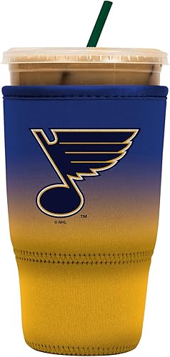 Sok It Java Sok NHL - Funda de neopreno aislada para taza de café helado y soda fría (St. Louis Blues, grande 30-32 onzas)