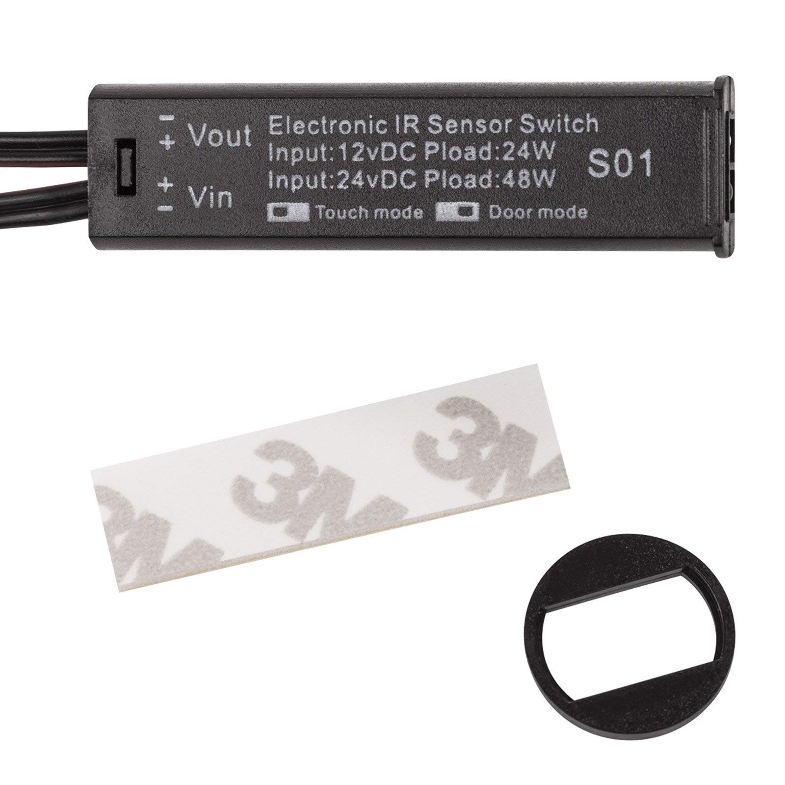 SOTECH 2 x Mini Détecteurs Encastrables SO1 Noir Commutation avec Mouvement