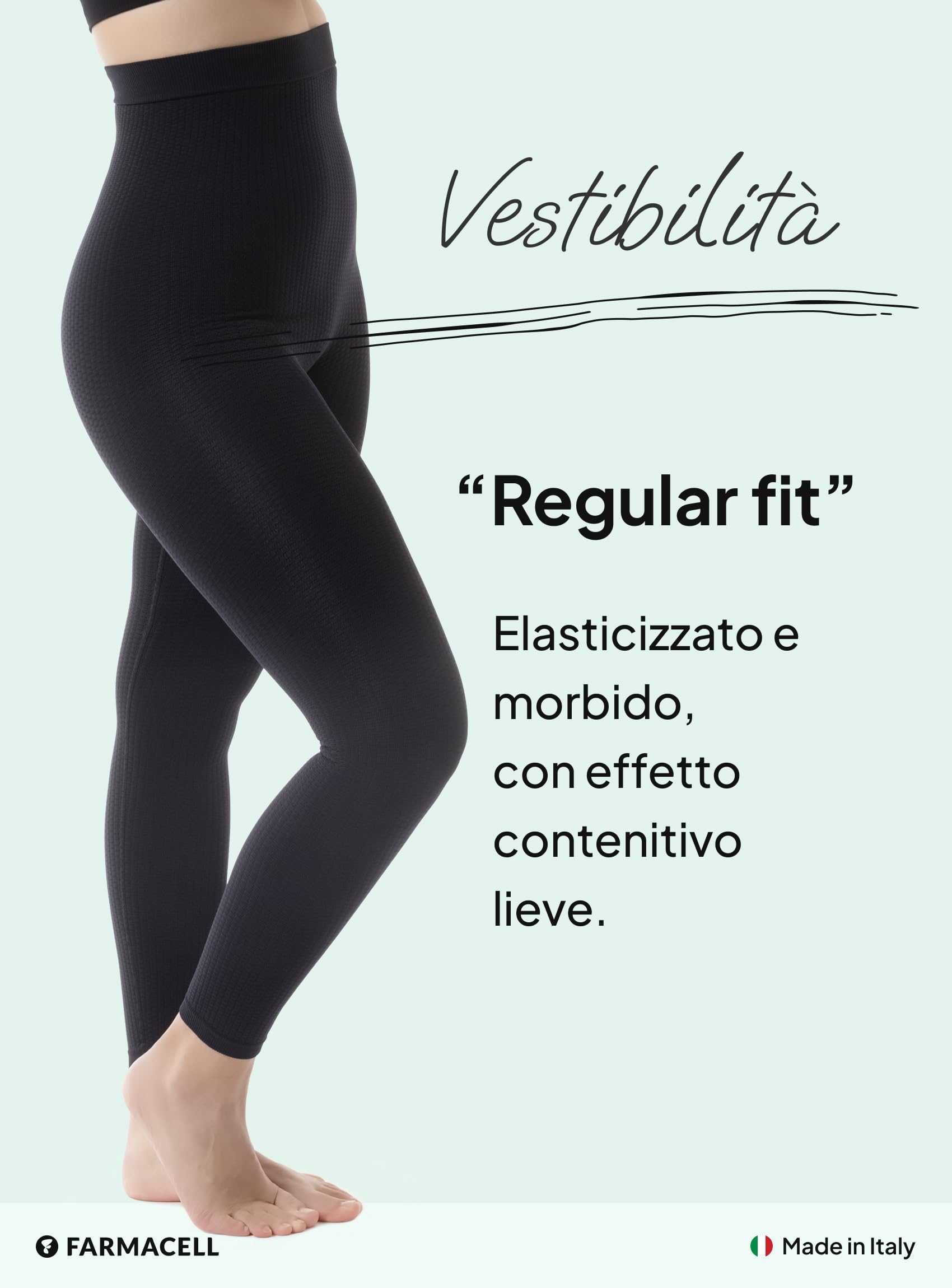FarmaCell Leggings Anticellulite Donna Massaggianti a Vita Alta, Made in Italy, 133