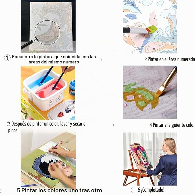 Foto 6 de 7 de WANMIU Pintura por Números Adultos Barco de vela en el mar-1 Pintura acrílica con Pinceles Adultos Kit…