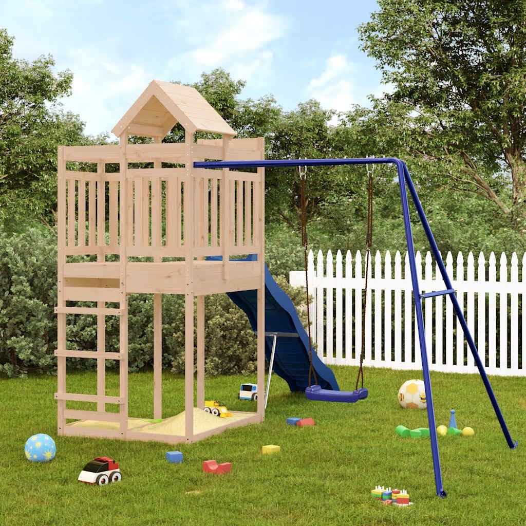 Spielturm aus massivem Kiefernholz mit Rutsche Schaukel und Sandkasten für Kinder ab 3 Jahren Garten Outdoor robustes Klettergerüst Spielhaus für Kleinkinder Mädchen Jungen