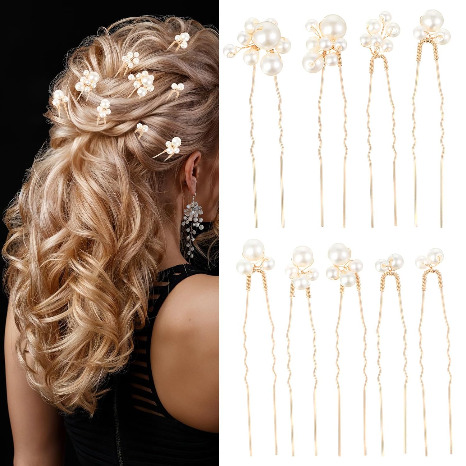 9 Pieces Pearl Hair Pins for Wedding Bridal Hair Accessories for Party, Pearl Bobby Pins for Women, Wedding Hairstyles Accessories for Brides Bridesmaid Girls