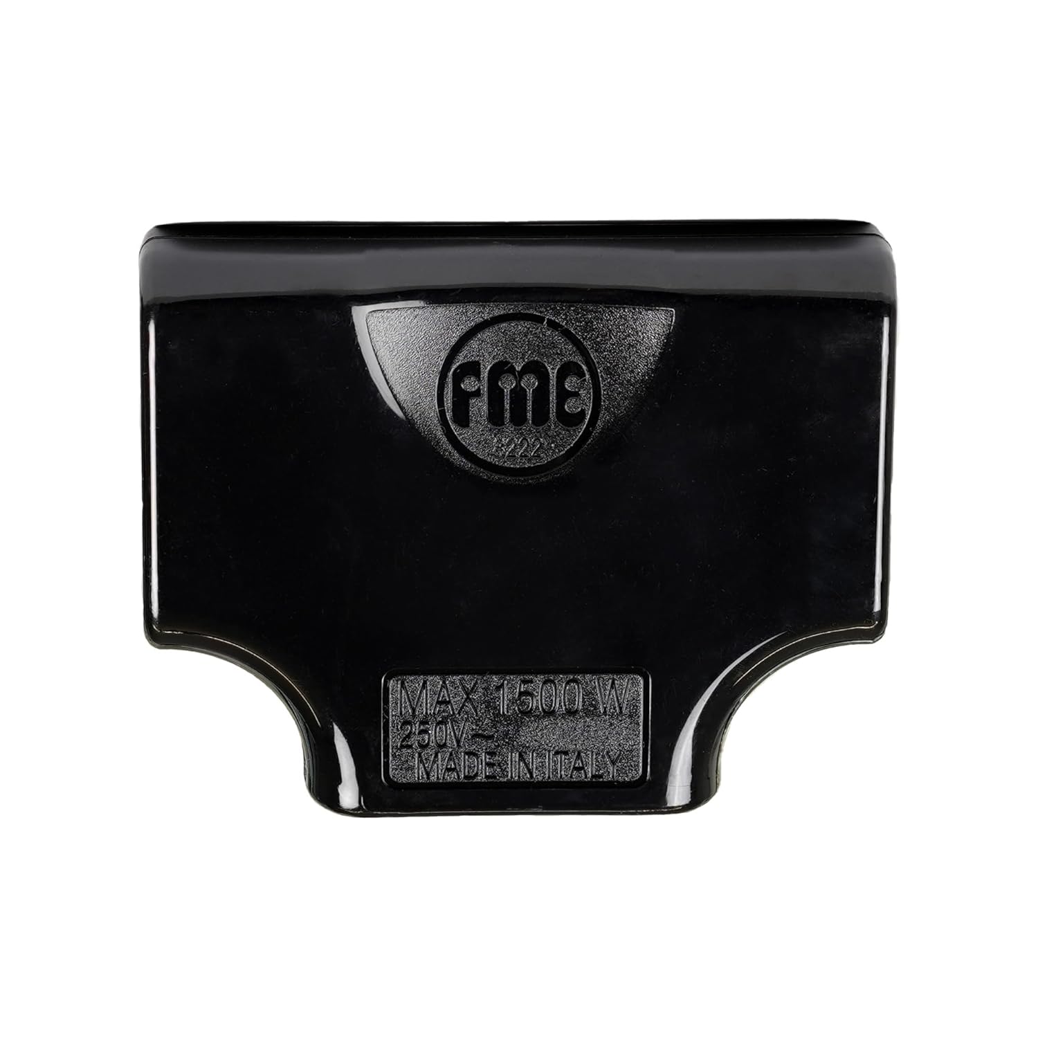 FANTON 82221 Space-Saving Triple Flat Socket Adapter - 1 Italian Plug Large 10A 3 Two-Step Sockets Black