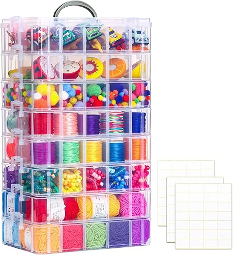 QUEFE Caja de almacenamiento apilable de 8 niveles con 80 compartimentos caja organizadora de plástico para organizar cinta Washi accesorios de
