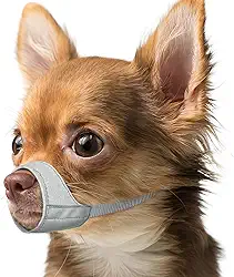 Mayerzon Focinheira de focinho curto, focinheira pequena para chihuahua Shih Tzu American Bully Boxer Puppy, cobertura de boca de tecido macio para visitas de veterinário, evita mordidas mastigáveis e