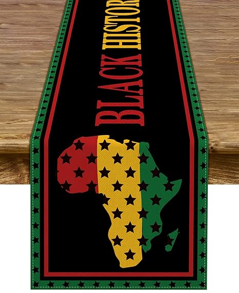 Pudodo Black History Month Table Runner African American Heritage Festival Party Fireplace Kitchen Dining Room Home Decoration