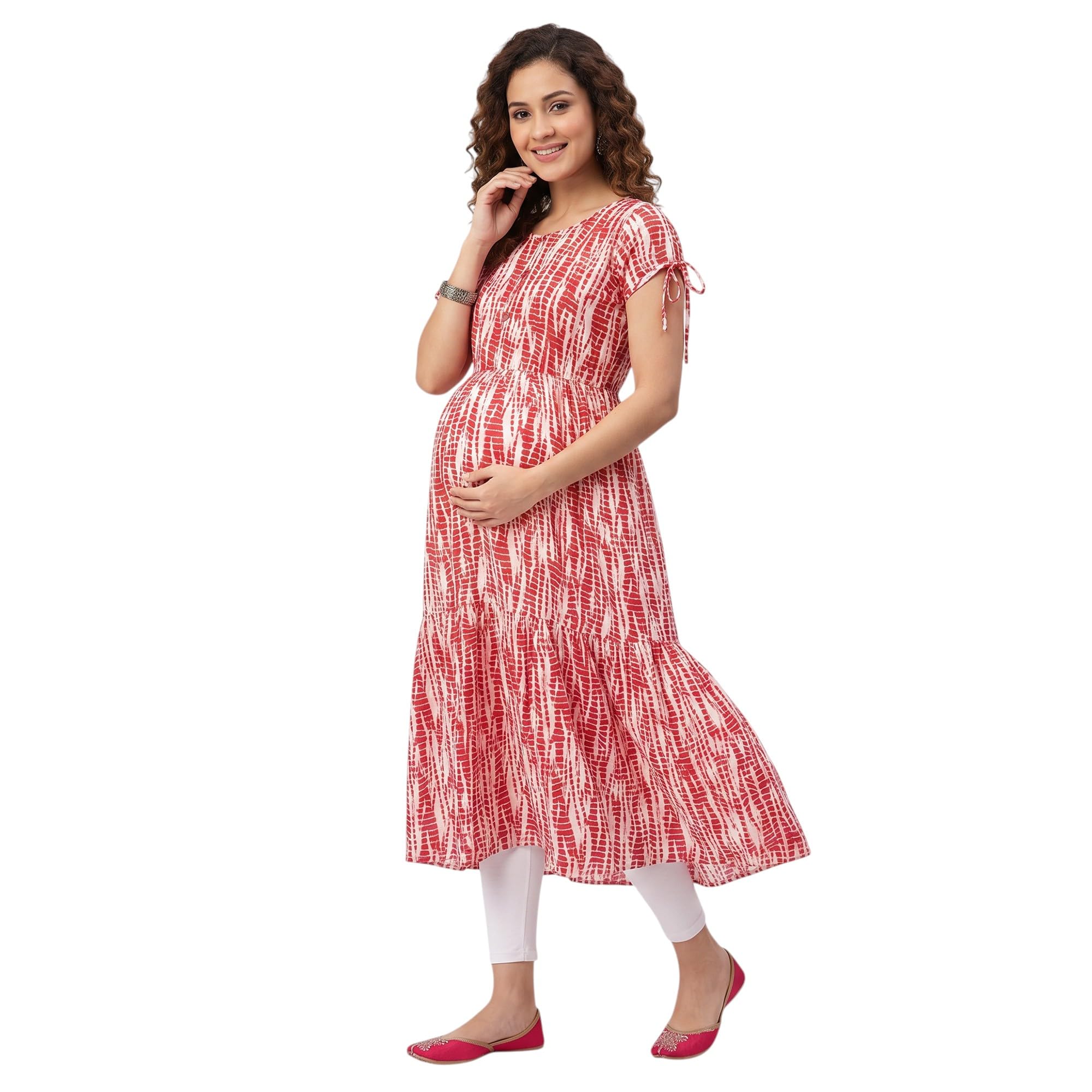 Cotton Rayon A-Line Flaired Maternity Feeding Kurti for Women with Zippers | Pregnancy Dress for Women | Breastfeeding Dress for Women | Nursing Dress for Women Pre and Post Pregnancy-image-20