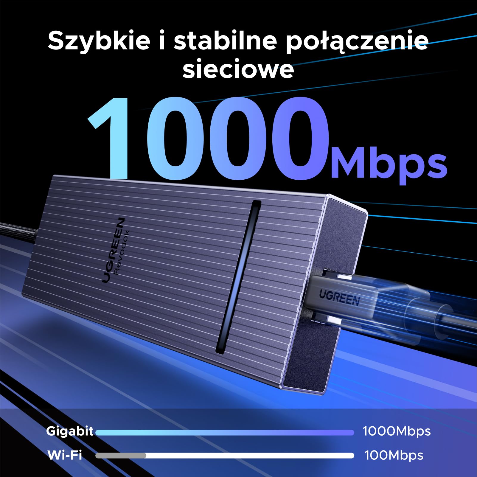 UGREEN USB C Hub z DisplayPort 4K 60Hz, stacja dokująca z USB 3.2 10 Gb/s | DP 4K@60Hz, RJ45 Ethernet, PD 100 W, adapter wieloportowy kompatybilny z MacBook, iPad Pro, laptop Surface itp.