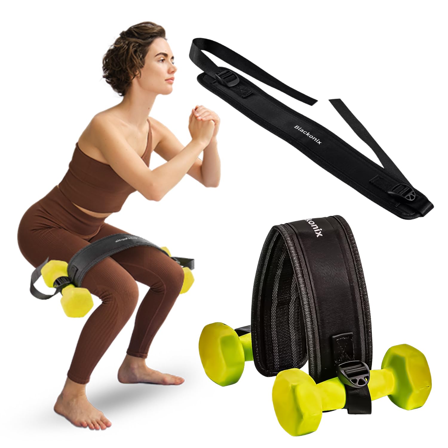 Blackonix Hip Thrust Belt for Glute Training – Adjustable Booty Workout Strap for Dumbbells – Weight Lifting Belt for Squats, Lunges, Reverse Thrusts – Home & Gym Glute Activation Gear