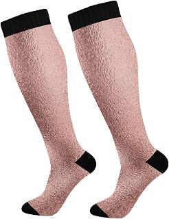 874 Crew Athletic Socks Rose Gold Calf Socks Long Crew Socks Non Slip Walking Socks For Hiking Sports Travel 40cm