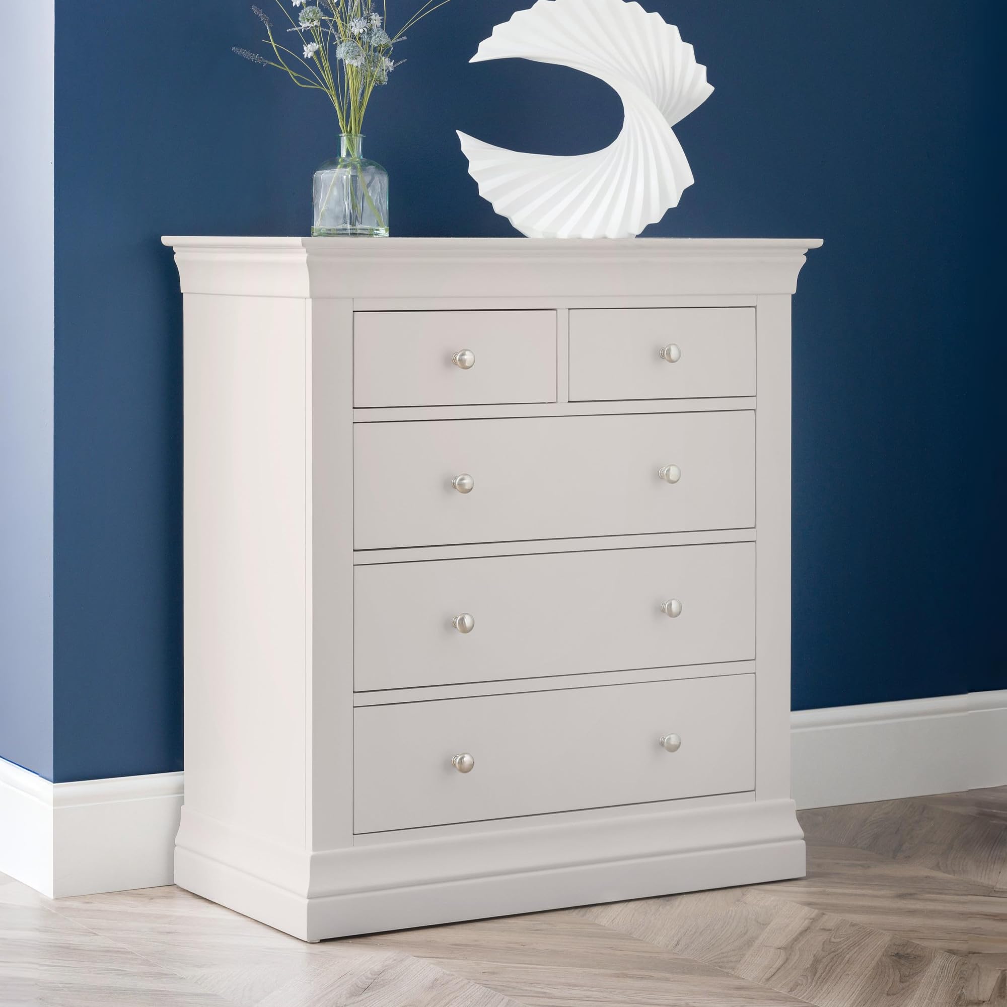 Julian Bowen Clermont 3+2 Drawer Chest Light Grey