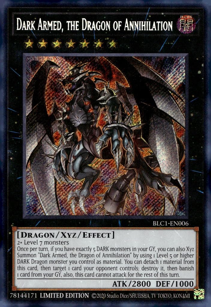 anti dragon yugioh cards YU-GI-OH! Dark Armed, The of Annihilation - BLC1-EN006 - Secret Rare 2000/2800 Anti-Dragon Dinosaurs! (15/15) - Realistic