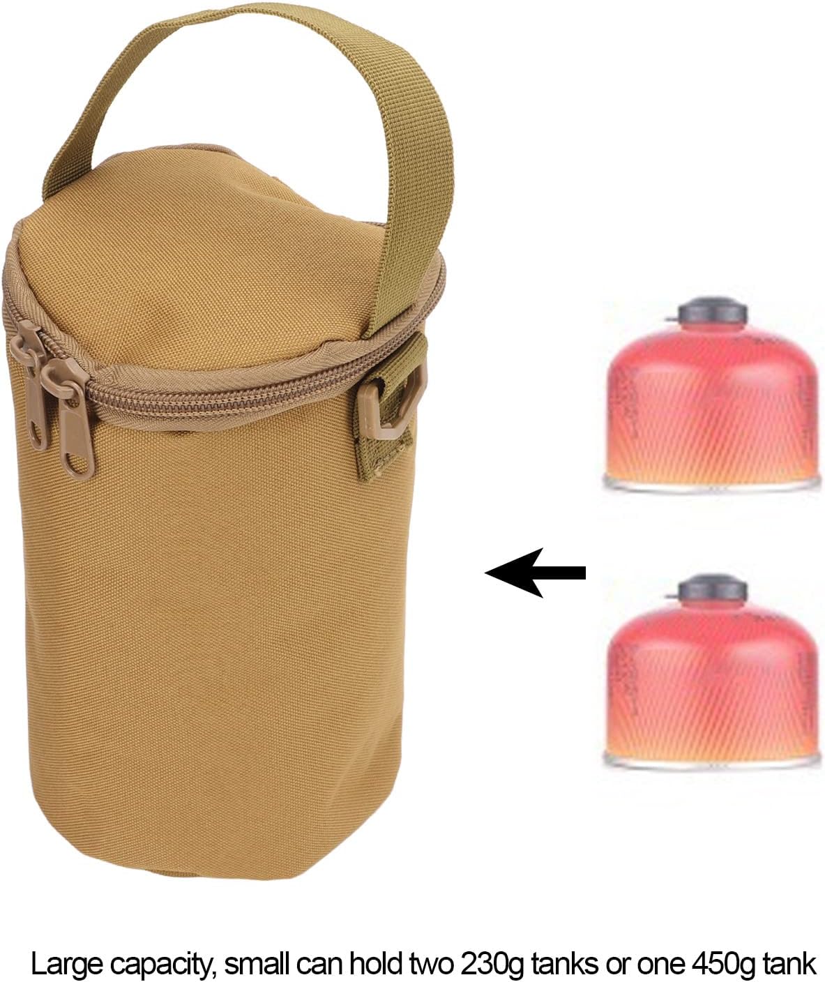 Gas Cylinder Cover, Camping Gas Lamp Lights Handle Bags, Double Zipper Portable Propane Tank Carrying Bag, Multifunctional Pouch with Shoulder Strap, for Camping Hiking(Brown) - Image 2