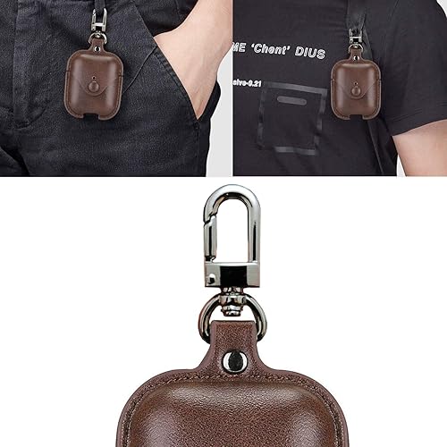 Miniatura 5 de MODOS LOGICOS Funda de carga para Air Pods 12, funda de cuero con cierre seguro compatible con Apple AirPods de 12 generación, color marrón