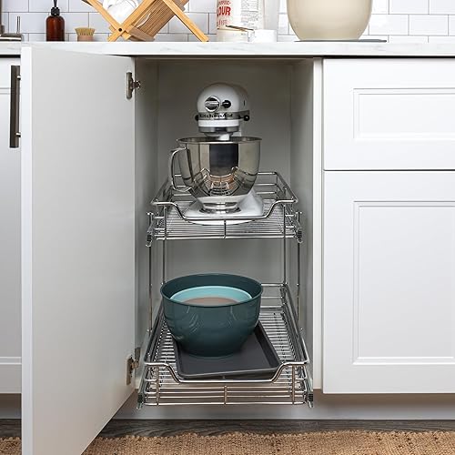 Vista 65 de Household Essentials Glidez - Organizador multiusos de acero cromado extraíble y deslizante para utensilios de cocina y utensilios para hornear